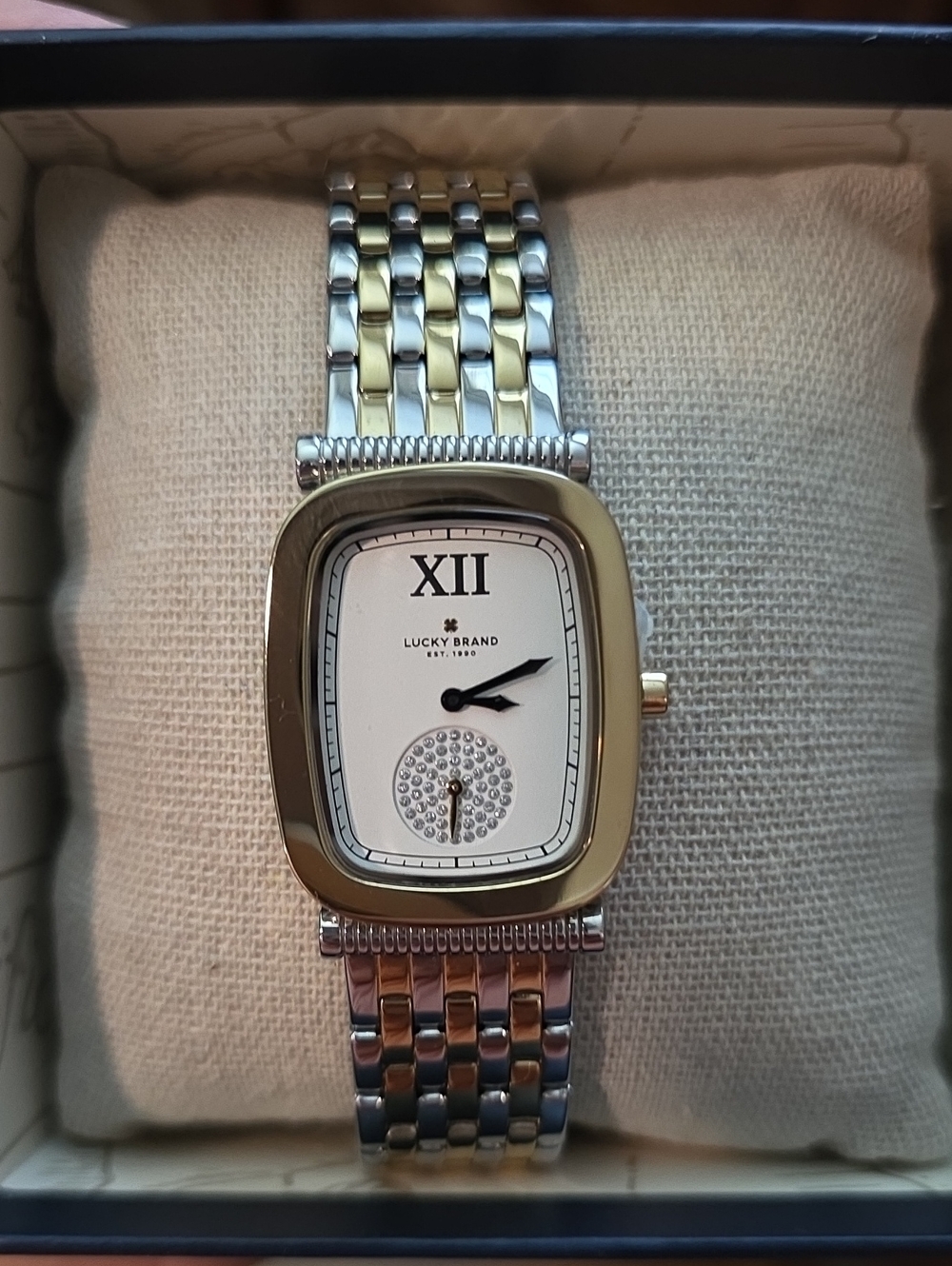 Lucky Brand Laurel Tan Silver And Gold Watch New In Box